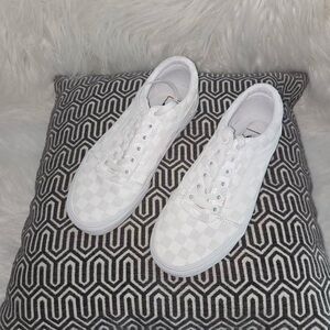 White Vans Checkered Sneakers